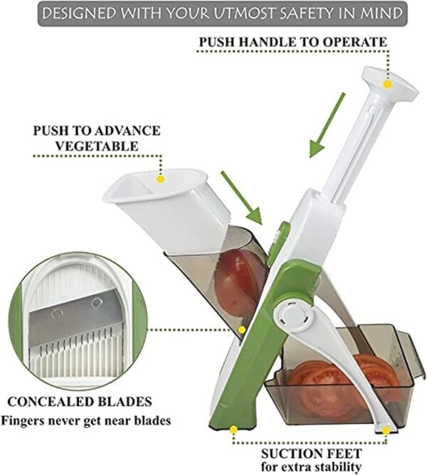 Mandoline Adjustable Spring Slicer Safety Holder for Fruit & Vegetable Chopper Cutter (Multicolor) - Image 5