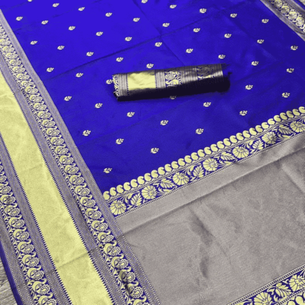 Royal blue banarasi wedding sarees for women - Image 5