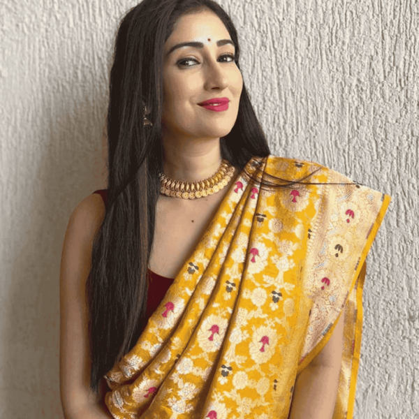 Yellow Haldi Special Banarasi Kanjivaram Silk Saree With Blouse - Image 5