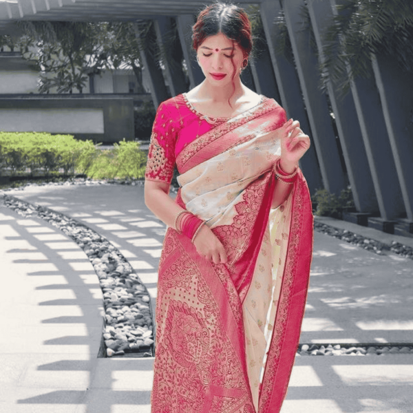 LICHI Silk Traditional Banarasi Saree Wedding special for women - Image 5