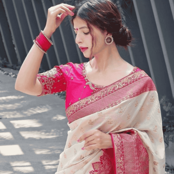 LICHI Silk Traditional Banarasi Saree Wedding special for women - Image 6