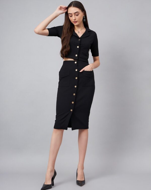 Crop Blazer With Button Detail Skirt - Image 2